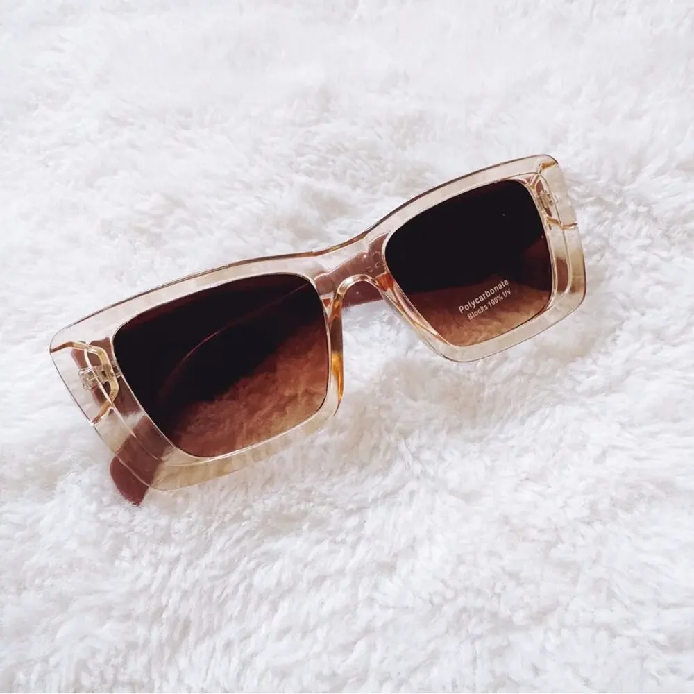 Lily Clear Mauve Rectangular Sunglasses